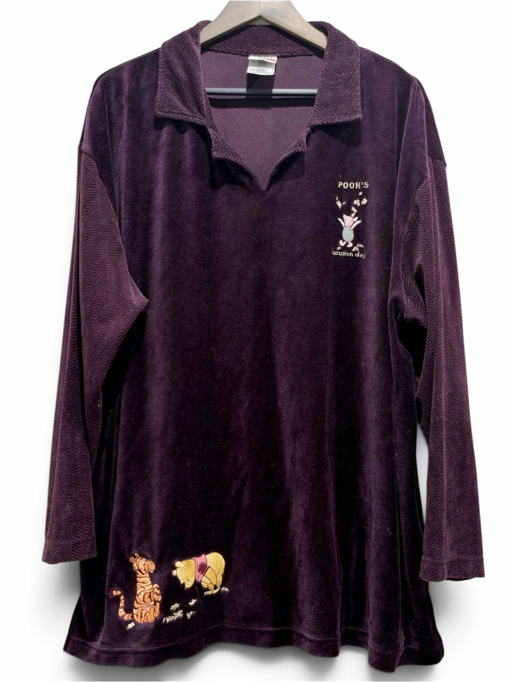 Vintage Classic Pooh Disney Store Embroidered Velour Pullover XXL